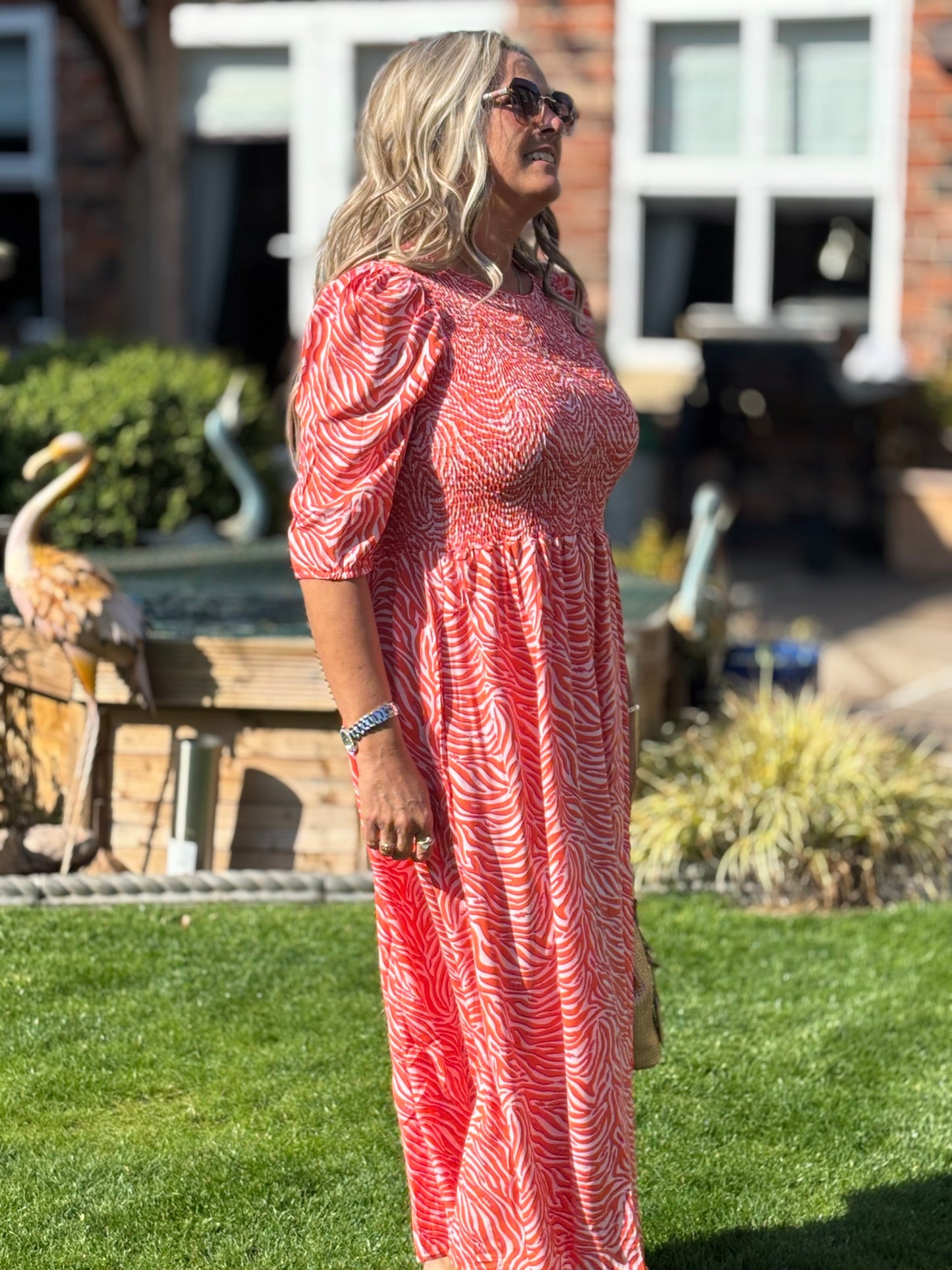 Ladies tiered dress with elasticated top ready for summer days