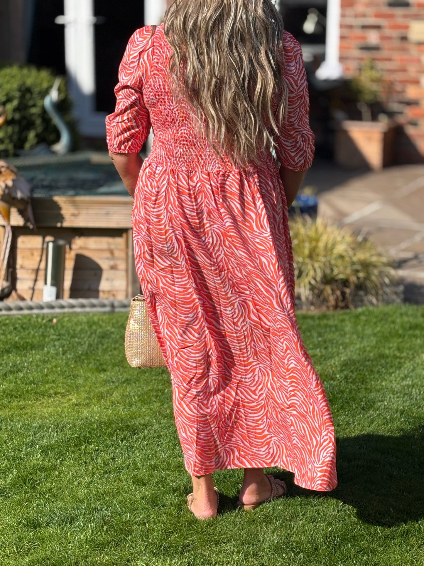 Ladies tiered dress with elasticated top ready for summer days