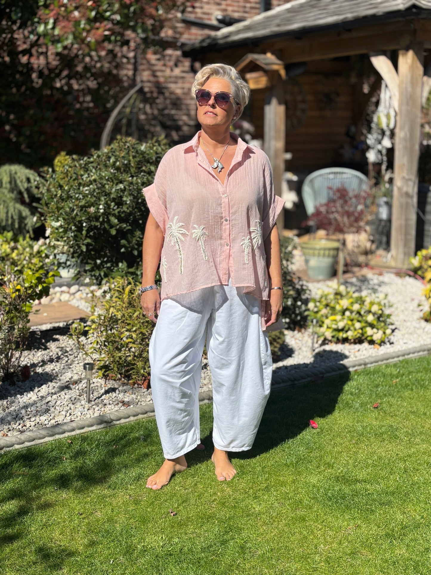 White Sweat shirt fabric Harem Trouser free Size