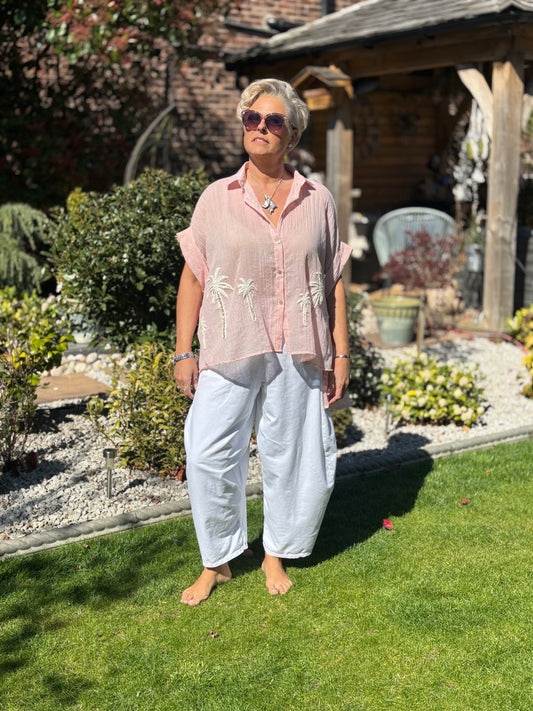 White Sweat shirt fabric Harem Trouser free Size