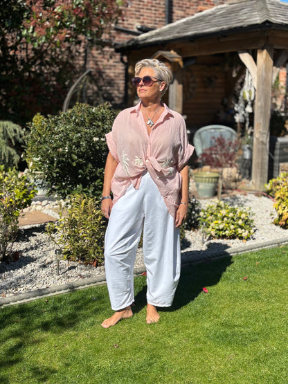 White Sweat shirt fabric Harem Trouser free Size
