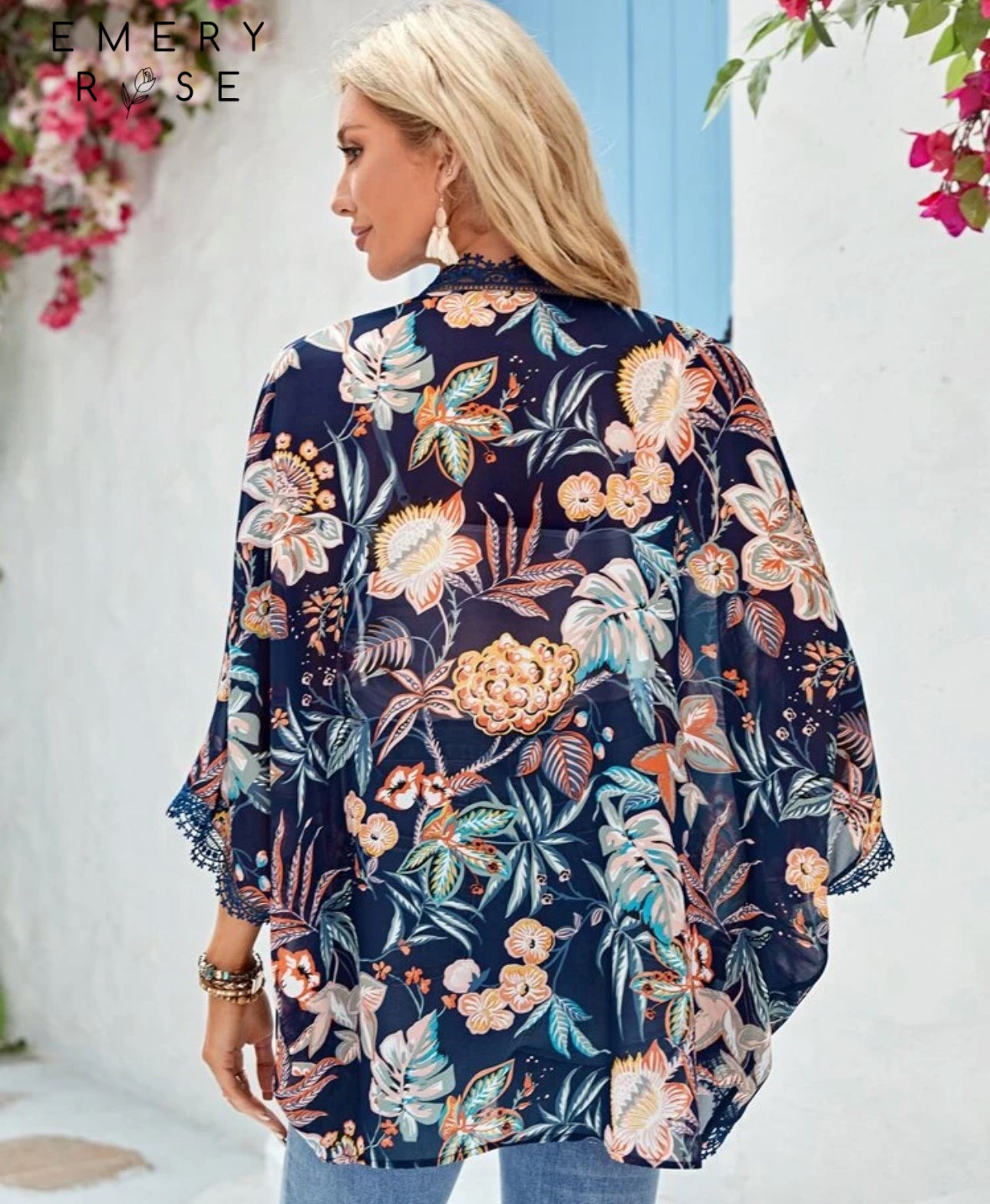 Kimono with lace detail free size